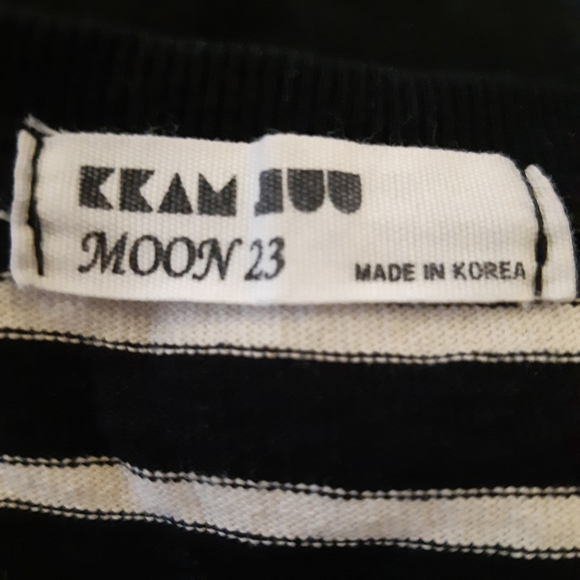 KKAM JUU MOON 23 size medium striped peplum knit and cotton crewneck top - Picture 9 of 10